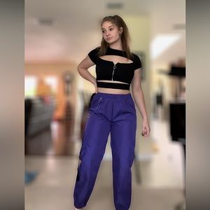 Purple jogger cargo pants by “shein”